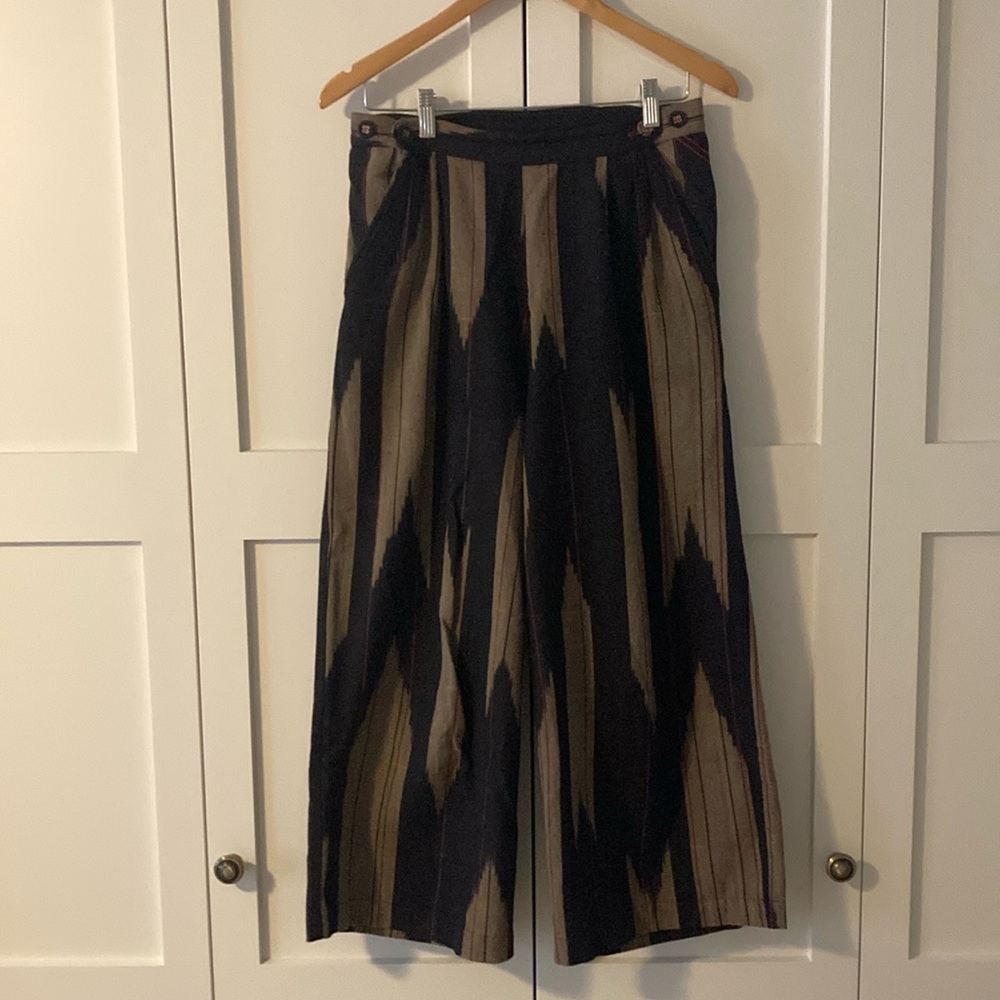 Matter Print Wide-leg Cropped Pants